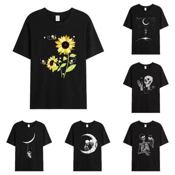 Футболка унисекс, большая серия, принт, круглый вырез, хлопковые свободные футболки с коротким рукавом, унисекс S