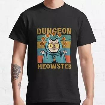 Футболка унисекс Dungeon Meowster Nerdy Gamer Cat D20 Dice RPG