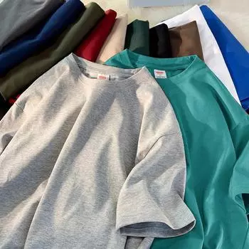 Футболка унисекс из плотного чистого хлопка белого и черного цвета, большой размер, круглый вырез, короткий рукав, однотонная, свободный крой. S розовый