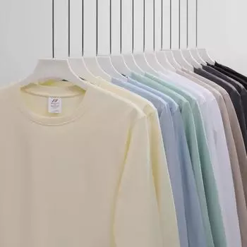 Футболка унисекс из плотного хлопка плотностью 230 г с длинным рукавом - свободный крой, однотонная, повседневный американский стиль, белая S