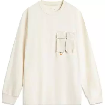 Футболка унисекс из серии Sports Lifestyle от Li Ning, однотонная, свободная, быстросохнущая, с длинным рукавом, цвет белый AHSU513-1 XL