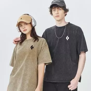 Футболка унисекс из винтажного мытого хлопка свободного покроя в стиле ретро, повседневная футболка с коротким рукавом, свободный топ S