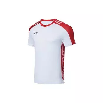 Футболка унисекс Li Ning Badminton Series с коротким рукавом, быстросохнущая, стандартная, белая AAYT055-1 2XL
