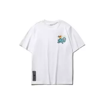 Футболка унисекс Li-Ning X Disney Joint с мультяшным принтом и круглым вырезом, с короткими рукавами, белые топы AHSR546-1 L