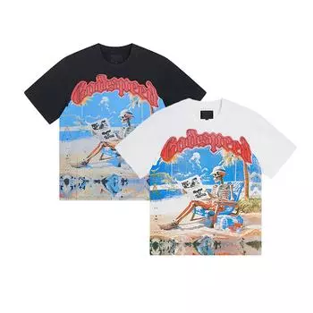 Футболка унисекс, повседневная, свободная, большого размера, удобная, с коротким рукавом, с круглым вырезом L чёрный