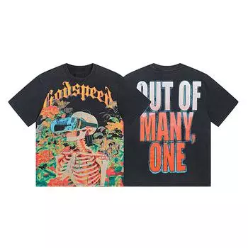 Футболка унисекс, повседневная, свободная, большого размера, удобная, с коротким рукавом, с круглым вырезом L чёрный