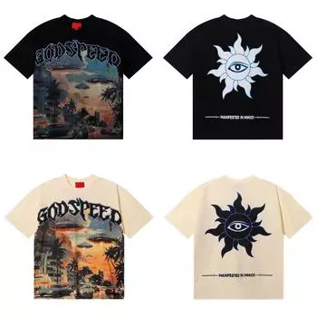 Футболка унисекс, повседневная, свободная, большого размера, удобная, с коротким рукавом, с круглым вырезом L бежевый