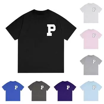 Футболка унисекс, повседневный свободный топ, удобная вышитая флокированная футболка с круглым вырезом XL