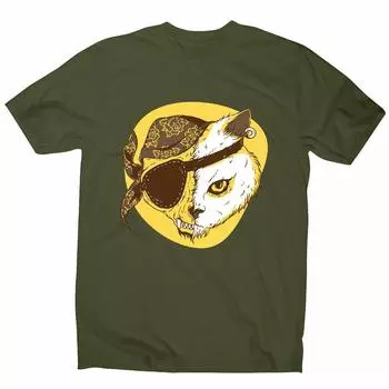 Футболка унисекс премиум-класса с забавным котом-пиратом S