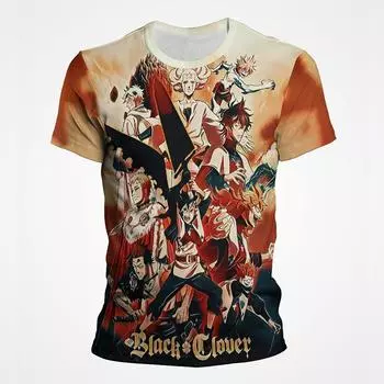 Футболка унисекс с 3D принтом «Черный клевер», футболка с короткими рукавами для мужчин, футболки с мультяшным рисунком, летняя одежда отаку L