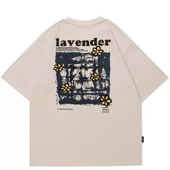 Футболка унисекс с цветочным принтом в уличной одежде Harajuku L белый