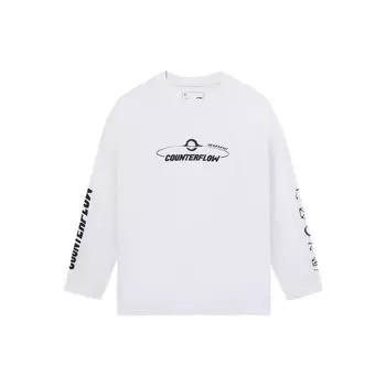Футболка унисекс с длинным рукавом и круглым вырезом Li Ning CF Su Sports Lifestyle Series с принтом букв Марс, однотонная, белая ATLS095-1 M