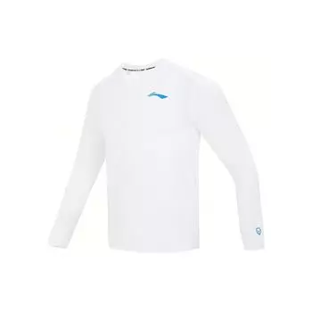 Футболка унисекс с длинным рукавом и логотипом Li Ning Badminton Series, однотонная, с круглым вырезом, белым ATLT099-3 XXXL