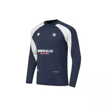 Футболка унисекс с длинным рукавом и принтом в виде цветных блоков Li Ning X Mister Cartoon Collaboration Badfive, быстросохнущая, темно-синяя ATLT123-2 L