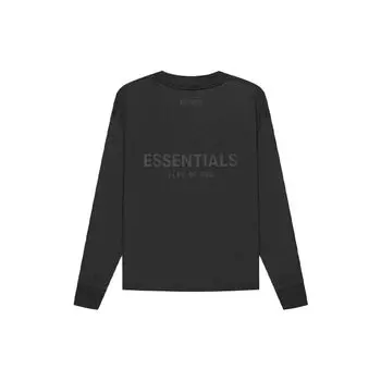 Футболка унисекс с длинными рукавами Fear of God Essentials SS21, черная FOG-SS21-559 XS