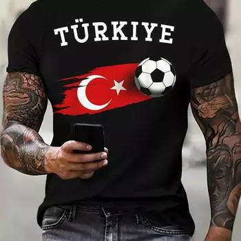 Футболка унисекс с флагом Турции, летняя футбольная спортивная футболка, повседневная мужская футболка с коротким рукавом 2024 года, турецкая футболка для фанатов, мужская одежда L