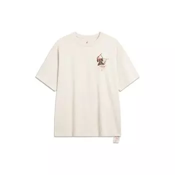 Футболка унисекс с графическим принтом и заниженными плечами от Li Ning Badfive Series Seven Cities Collaboration Changan Youth, цвет лунно-серый AHST885-1 S