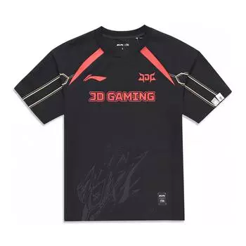 Футболка унисекс с коротким рукавом и круглым вырезом Li Ning Sports Lifestyle Series Letter Logo Casual, топы черного цвета ATSU649-1 M