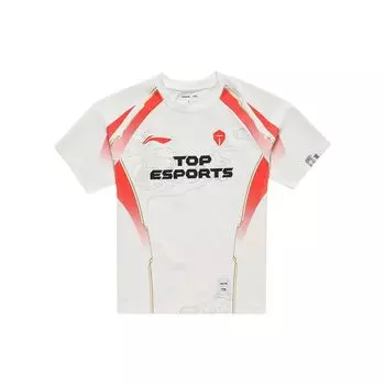 Футболка унисекс с коротким рукавом и круглым вырезом Li Ning Sports Lifestyle Series TES Team Classic Letter Pattern, цвет белый ATSU663-1 XL