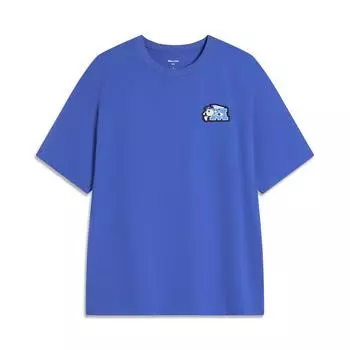 Футболка унисекс с коротким рукавом и круглым вырезом Li Ning X Disney Monsters University Collaboration, свободного покроя, светло-голубого цвета AHSU497-4 2XL