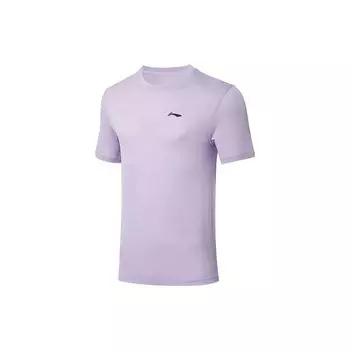 Футболка унисекс с коротким рукавом и круглым вырезом Li Ning Ping Pong Rookie Series с логотипом, быстросохнущая, сиреневая ATST033-5 S