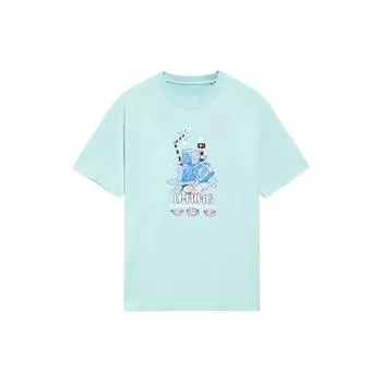 Футболка унисекс с коротким рукавом и круглым вырезом Li Ning Sports Lifestyle Series Element Print, цвет яичной скорлупы-голубой AHSS327-8 XL