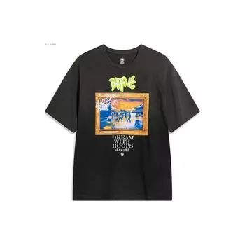 Футболка унисекс с коротким рукавом и круглым вырезом Li Ning Badfive Graphic Print, черная с градиентом AHST903-2 M