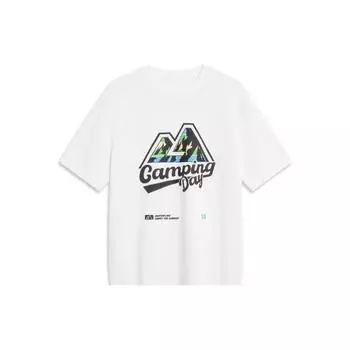 Футболка унисекс с коротким рукавом и круглым вырезом Li Ning CF Adventure Series Wild Fun Letter Mountain Peak Print, стандартный белый AHST539-4 XL