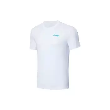 Футболка унисекс с коротким рукавом и круглым вырезом Li Ning Badminton Series, однотонная, белая AHST347-3 S