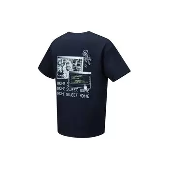 Футболка унисекс с коротким рукавом и круглым вырезом с принтом Li Ning Pattern Park Back, черная AHST143-2 L