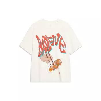 Футболка унисекс с коротким рукавом и круглым вырезом с принтом букв Li Ning Badfive, цвет белый AHST907-1 M