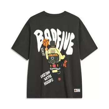 Футболка унисекс с коротким рукавом и круглым вырезом Li Ning Yellow Knight Pattern Printed, черная AHST901-3 S