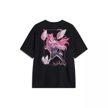 Футболка унисекс с коротким рукавом и принтом в виде буквы «Li Ning X League Of Legends Sports Lifestyle Series», черная AHSUA99-3 3XL