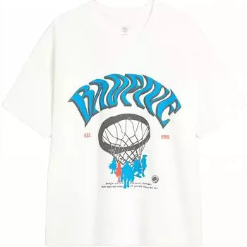 Футболка унисекс с коротким рукавом и принтом баскетбольной команды Li Ning Badfive, свободная, цвет белый AHSU013-1 S