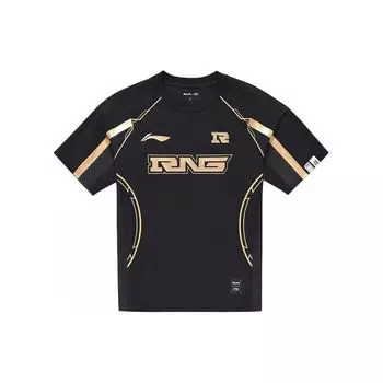 Футболка унисекс с коротким рукавом и принтом букв Li Ning Sports Life Series E-Sports Series RNG Team Classic, классическая, удобная, черная ATSU673-1 L