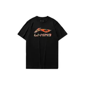 Футболка унисекс с коротким рукавом и принтом логотипа Li Ning, повседневная, с круглым вырезом, черная AHSSE01-2 M