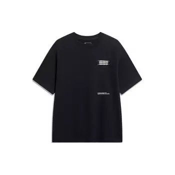 Футболка унисекс с коротким рукавом и заниженной линией плеч Li Ning CF Letter Round Neck, черная, AHSUB19-2 S