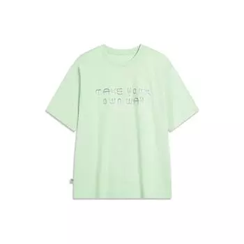 Футболка унисекс с коротким рукавом и заниженной линией плеч Li Ning Wade Series Letter Print, цвет бамбука и зеленого ATST795-3 XXL