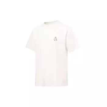 Футболка унисекс с коротким рукавом и жаккардовым принтом Li Ning Cartoon, свободная, белая, AHST109-1 XL