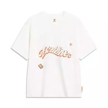 Футболка унисекс с коротким рукавом, свободная спортивная футболка с принтом букв Li Ning Badfive Seven Cities, цвет белый AHST893-2 M