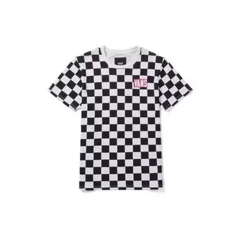 Футболка унисекс с короткими рукавами и логотипом Vans в шахматном порядке с цветными блоками, черные VN0A4MLUJ0Z M