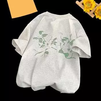 Футболка унисекс с круглым вырезом и коротким рукавом, с художественными цветочными узорами, свободный летний повседневный свитер, топы M