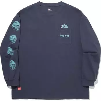Футболка унисекс с круглым вырезом и принтом в виде буквы Li Ning, удобная, дышащая, свободная, с длинным рукавом, цвет Mushan-Blue AHSUD49-2 S