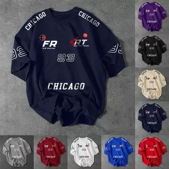 Футболка унисекс с круглым вырезом и принтом, свободный повседневный топ унисекс с коротким рукавом XXXXXL