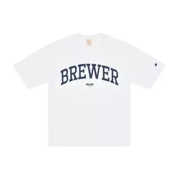 Футболка унисекс с круглым вырезом и принтом букв Palace X Champion, прямого кроя, с коротким рукавом, белая 219004-CHA-WW001 XL