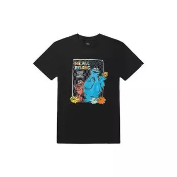 Футболка унисекс с круглым вырезом Vans «Улица Сезам» с мультяшным принтом, черная VN000BPUBLK XL