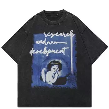 Футболка унисекс с принтом Lovely Angel Streetwear 2024 года S чёрный