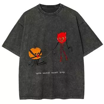 Футболка унисекс с мультяшным принтом, свободного покроя, с коротким рукавом, повседневная, ретро, в стиле Харадзюку, верхняя дизайнерская одежда, летняя S