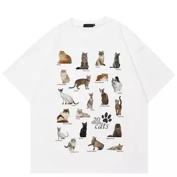 Футболка унисекс с плакатом «Породы кошек»