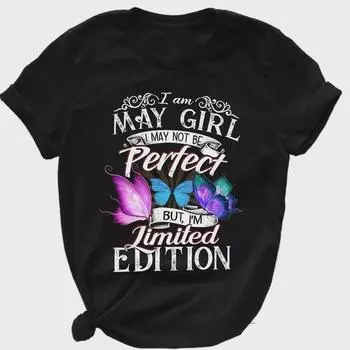 Футболка унисекс с принтом «Бабочка и английские буквы», топ с короткими рукавами XL